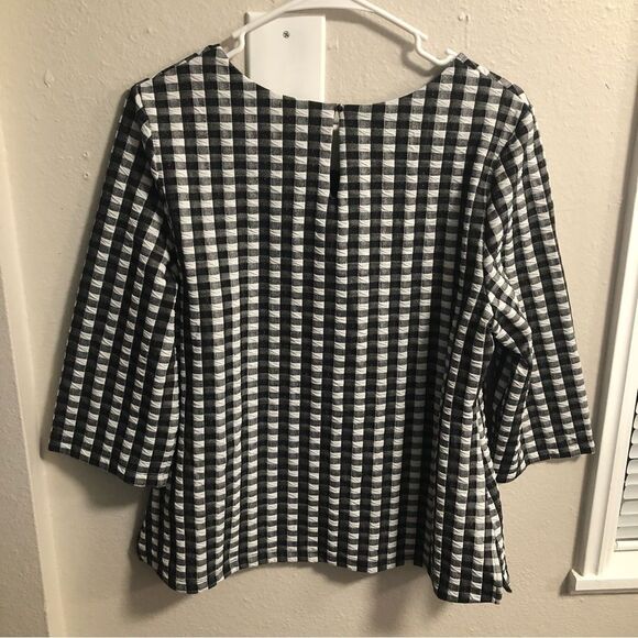 Jules & Leopold Black White Checkered Short Sleeve Blouse LARGE - Picture 6 of 6